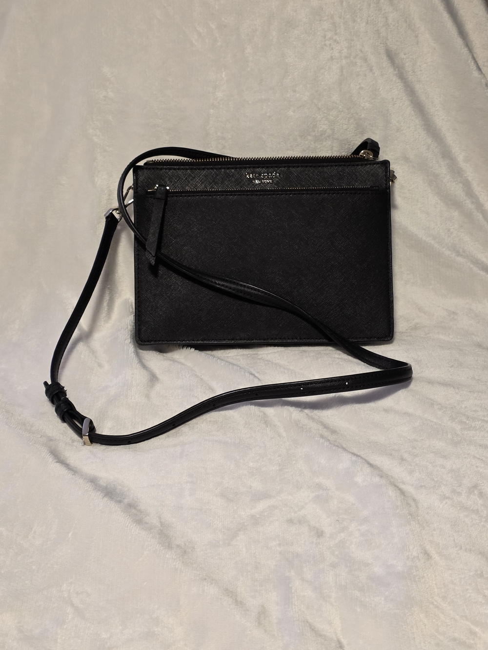 kate spade Black Saffiano Crossbody Double Zip Purse